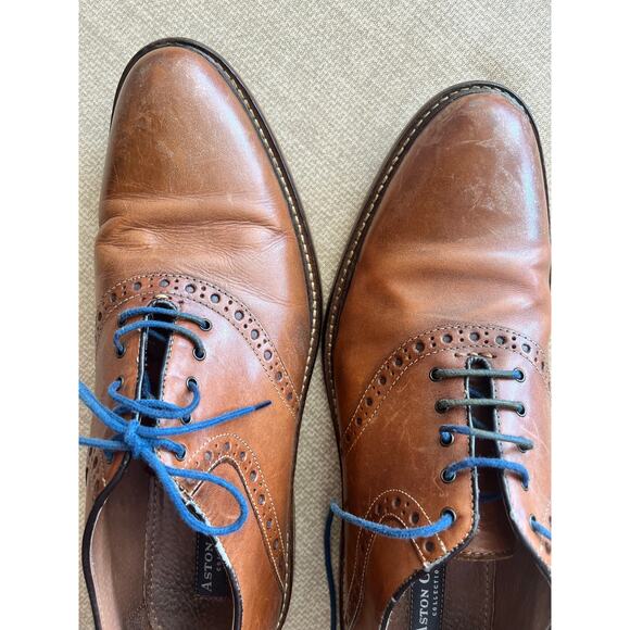 Aston Grey Collection Chestnut Leather Lace Up Oxfords Men's Dress Shoe Size 11 - Picture 4 of 12
